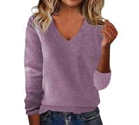 V Neck Sweaters for Women 2025 Fall Winter Warm Cashmere Classic Soft Pullover Sweater Loose Casual Long Sleeve Tops
