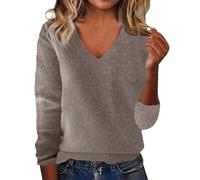 V Neck Sweaters for Women 2025 Fall Winter Warm Cashmere Classic Soft Pullover Sweater Loose Casual Long Sleeve Tops