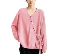 V Neck Sweaters for Women Wrap Cardigan Ballet Cozy Chunky Pullover Sweater Fall Oversized Button Outerwear 2025