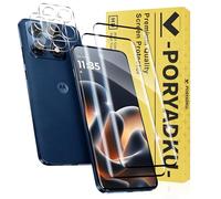 V-PORYADKU Protector de Pantalla para Motorola Moto Edge 70 Pro 5G, Película de Vidrio Templado 2 Piezas+ Protector de Lente de Cámara 2 Piezas, HD Clara, Sin Burbujas, 9H Dureza, Antihuellas