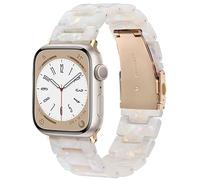 V.R.HOPE Correa de resina ligera y moderna compatible con Apple Watch Series 7/8/9/SE/10/46 mm 45 mm 44 mm 42 mm para Apple Watch Ultra 49 mm Series 6/5/4/3/2/1 - Blanco marfil, oro rosa