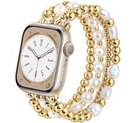 V.R.HOPE Pulsera de perlas compatible con Apple Watch, 44 mm, 45 mm, 46 mm, 42 mm, para mujer, cuenta de cristal elástica, elástica y elástica, adecuada para iWatch SE y Series 10 9 8 7 6 5 4 3 2 1
