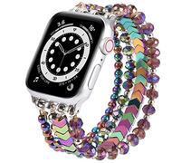 V.R.HOPE Pulsera de perlas compatible con Apple Watch, 44 mm, 45 mm, 46 mm, 42 mm, para mujer, moderna, de cristal, elástica y elástica, adecuada para iWatch SE y Series 10 9 8 7 6 5 4 3 2 1