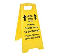 V Safety AF020AU-AF - Señal de suelo de doble cara con texto en inglés "Vsecurity Please Queue Here"