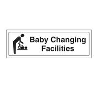 V Safety Baby Changing Facilities 300 x 100 mm - Vinilo autoadhesivo - Señal de seguridad con efecto de aluminio