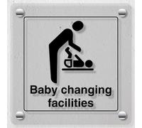 V Safety Baby Changing Facilities con símbolo - 150 x 150 mm - Acrílico plexiglás fundido transparente