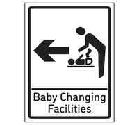 V Safety Baby Changing Facilities - Señal de seguridad de plástico rígido con flecha izquierda, 200 x 300 mm, 2 mm