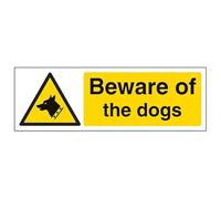 V Safety Beware Of The Dog - Señal de seguridad compuesta de aluminio cepillado (450 x 150 mm, 3 mm)
