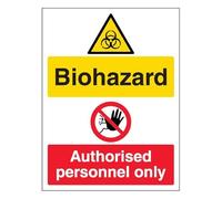 V Safety Biohazard/Authorised Personal Only - Señal de seguridad autoadhesiva (200 x 300 mm), vinilo autoadhesivo que brilla en la oscuridad