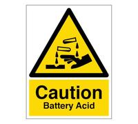 V Safety Caution Battery Acid - Señal de seguridad compuesta de aluminio (300 x 400 mm, 3 mm)