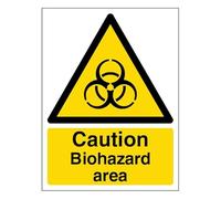 V Safety Caution Biohazard Area - Señal de seguridad autoadhesiva de vinilo (150 x 200 mm), brilla en la oscuridad