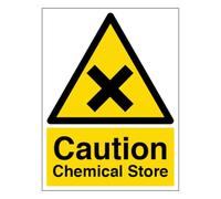 V Safety Caution Chemical Store - Señal de seguridad de plástico rígido (200 x 300 mm, 2 mm)