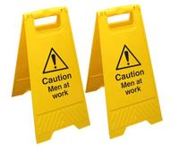 V Safety Caution Men At Work - Letrero de suelo amarillo (2 unidades)