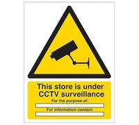 V Safety CCTV Is In Operation In This Store - Señal de seguridad compuesta de aluminio cepillado de 300 x 400 mm, 3 mm