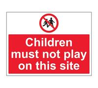 V Safety Children Must Not Play On This Site - Señal de seguridad de aluminio reflectante (400 x 300 mm, 3 mm)