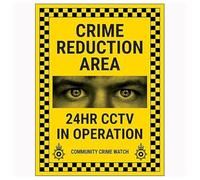 V Safety Crime Reduction Area / 24HR CCTV In Operation/Community Crime Watch 150 x 200 mm - Vinilo autoadhesivo - Señal de seguridad con efecto de aluminio