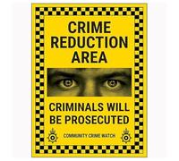 V Safety Crime Reduction Area/Criminals Will Be Prosecuted/Community Crime Watch 300 x 400 mm - Señal de seguridad compuesta de aluminio de 3 mm