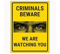 V Safety Criminals Beware We Are Watching You - Señal de seguridad compuesta de aluminio cepillado (150 x 200 mm, 3 mm)