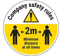 V Safety CV005BB-FS Vsafety Company Rules - Keep 2m Distance 300 mm x 300 mm - Pegatina autoadhesiva para suelo