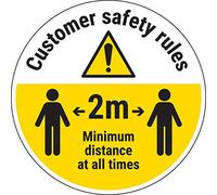 V Safety CV010BB-FS Vsafety Customer Rules - Keep 2m Distance 300 mm x 300 mm - Pegatina autoadhesiva para suelo