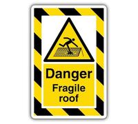 V Safety Danger Fragile Roof - ExtraViz 250 x 350 mm - Señal de seguridad compuesta de aluminio de 3 mm