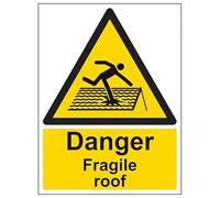 V Safety Danger Fragile Roof - Retrato 210 x 297 mm (A4) - Señal de seguridad de vinilo autoadhesivo