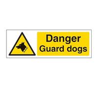V Safety Danger Guard Dogs 600 x 200 mm - Señal de seguridad compuesta de aluminio de 3 mm
