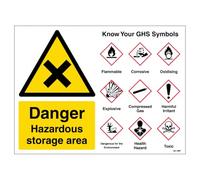 V Safety Danger Hazardous Storage Area Guidance - Señal de seguridad de vinilo autoadhesivo (400 x 300 mm)