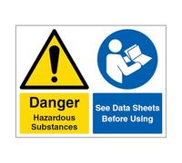 V Safety Danger Hazardous Substances/See Data Sheets - Señal de seguridad de plástico rígido de 400 x 300 mm, 1 mm