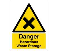 V Safety Danger Hazardous Waste Storage - Señal de seguridad de plástico rígido de 200 x 300 mm, 2 mm