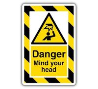 V Safety Danger Mind Your Head ExtraViz - Señal de seguridad de plástico rígido de 250 x 350 mm, 1 mm