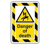 V Safety Danger Of Death ExtraViz - Señal de seguridad autoadhesiva de vinilo (250 x 350 mm)