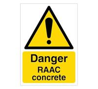 V Safety Danger RAAC Concrete - Retrato 210 x 297 mm (A4) - Señal de seguridad autoadhesiva de vinilo
