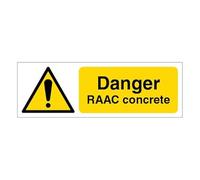V Safety Danger RAAC Concrete - Señal de seguridad reflectante de aluminio compuesto, 600 x 200 mm, 3 mm