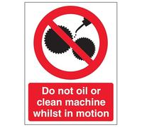V Safety Do Not Clean Or Oil Machine In Motion - Señal de seguridad compuesta de aluminio cepillado (200 x 300 mm, 3 mm)