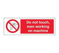 V Safety Do Not Touch Men Working On Machine - Señal de seguridad de plástico rígido (300 x 100 mm, 2 mm)