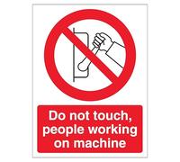 V Safety Do Not Touch People Working On Machine - Señal de seguridad compuesta de aluminio de 200 x 300 mm, 3 mm