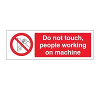 V Safety Do Not Touch People Working On Machine - Señal de seguridad de plástico rígido de 300 x 100 mm, 2 mm