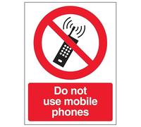 V Safety Do Not Use Mobile Phones - Señal de seguridad de plástico rígido (vertical, 150 x 200 mm, 2 mm)