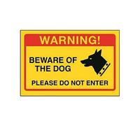 V Safety DP008AL-RY Señal con Texto en inglés Beware of The Dog, Please Do Not Enter, Amarillo, 150 x 100 mm