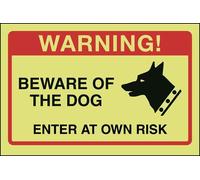 V Safety DP009AR-GS - Señal de Seguridad (Vinilo, 200 x 150 mm), diseño con Texto en inglés Beware of The Dog, Color Negro
