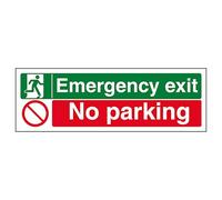 V Safety Emergency Exit/No Parking 300 x 100 mm - Señal de seguridad autoadhesiva de vinilo
