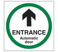 V Safety Entrance - Señal de seguridad de plástico rígido para puerta automática, 150 x 150 mm, 1 mm