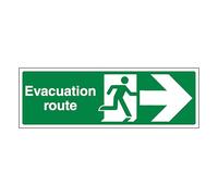 V Safety Evacuation Route Flecha derecha 600 x 200 mm - 3 mm Señal de seguridad compuesta de aluminio