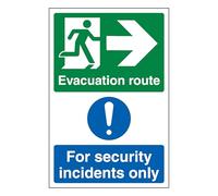 V Safety Evacuation Route Flecha Derecha/Seguridad Incidents Only - Retrato 400 x 600 mm - Señal de seguridad compuesta de aluminio de 3 mm