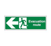 V Safety Evacuation Route Flecha izquierda 600 x 200 mm - 3 mm Señal de seguridad compuesta de aluminio