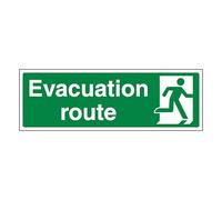 V Safety Evacuation Route Right - Señal de seguridad de plástico rígido (300 x 100 mm, 2 mm)