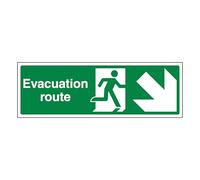 V Safety Evacuation Route - Señal de seguridad compuesta de aluminio cepillado (450 x 150 mm, 3 mm)