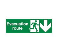 V Safety Evacuation Route - Señal de seguridad de plástico rígido (300 x 100 mm, 2 mm)