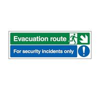 V Safety Evacuation Route - Señal de seguridad de plástico rígido con flecha hacia la derecha/incidentes de seguridad (450 x 150 mm, 1 mm)